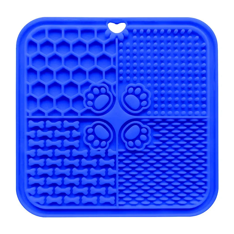Silicone Pet Slow Feeder Lick Mat with Suction Cups – Anxiety Relief for Dogs & Cats + Bonus Scraper Happy Woof Meow