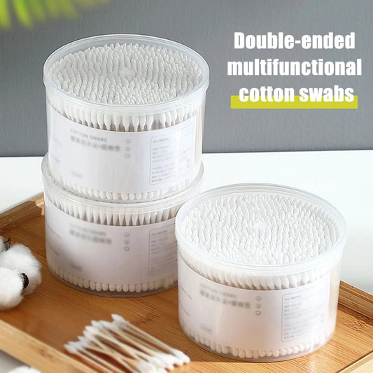 500PCS Disposable Cotton Swab Box With Double End Round Head For Makeup And Makeup Removal Daily Cleaning Pet Care Multi-purpose