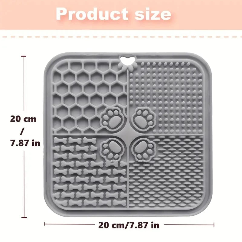 Silicone Pet Slow Feeder Lick Mat with Suction Cups – Anxiety Relief for Dogs & Cats + Bonus Scraper Happy Woof Meow